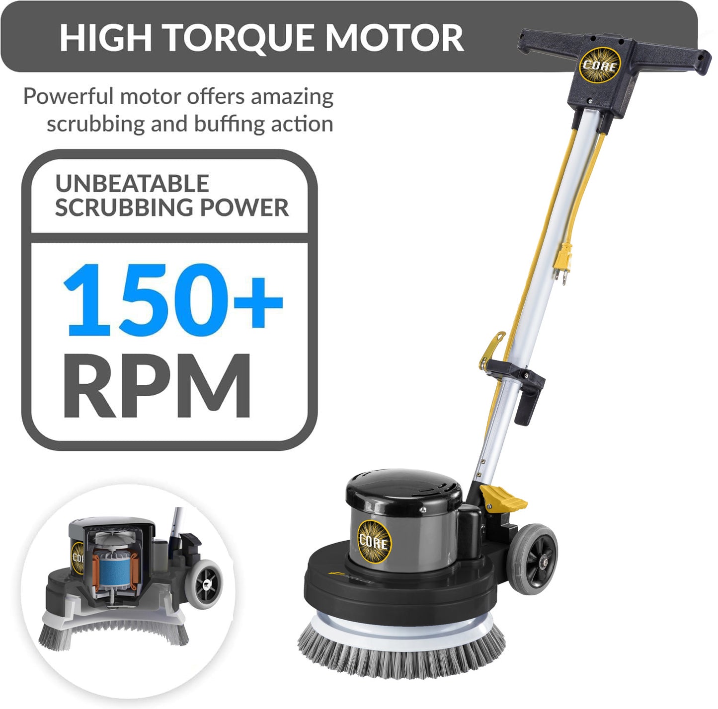 Prolux PLC13L 13" Heavy Duty Commercial Polisher Floor Buffer Machine Scrubber and 5 Pads