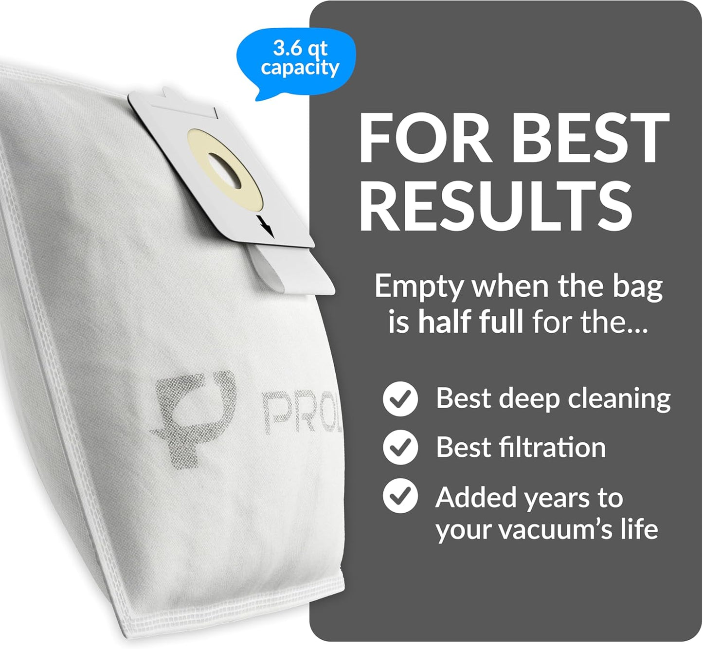 10 Pack of HEPA Bags for the Prolux PLC6K and PLC8K Upright Vacuum Cleaners