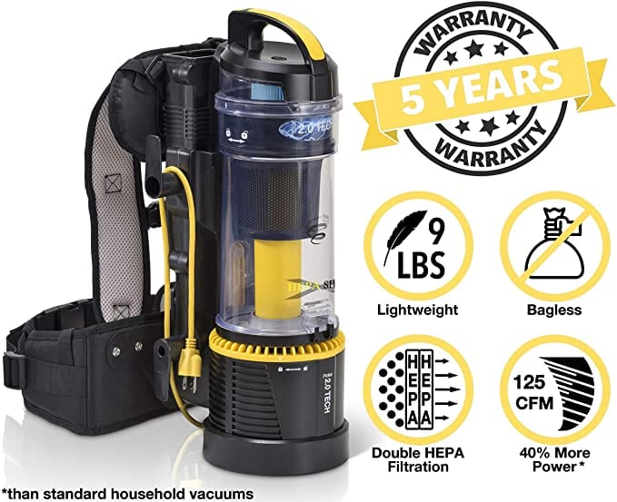 Prolux PLC2.0b Commercial Bagless Upright Backpack Vacuum with Deluxe 1 1/2 inch Tool Kit