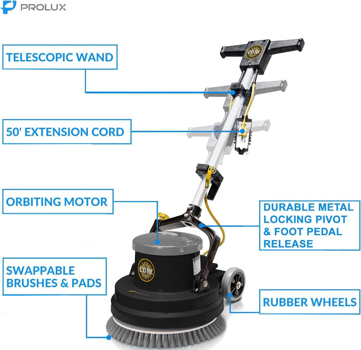 Prolux PLC15 15" Heavy Duty Single Pad Commercial Polisher Floor Buffer Machine Scrubber