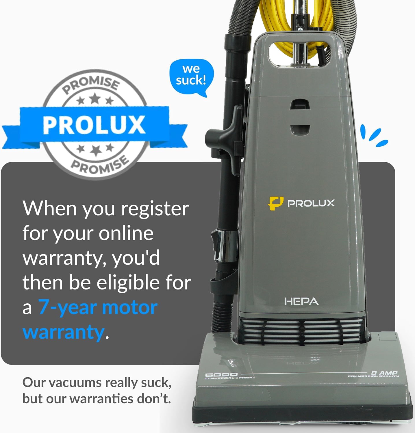 Prolux 6000 Commercial Upright Vacuum With On Board Tools