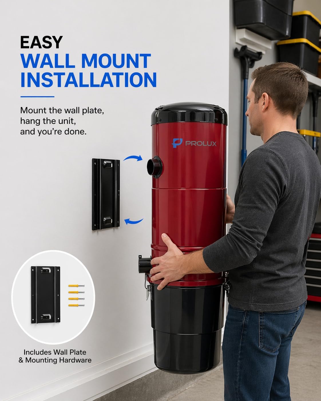 Prolux PLCCV12Kr Complete Central Vacuum Unit System with Prolux Electric Hose Power Nozzle Kit and 10 Year Warranty