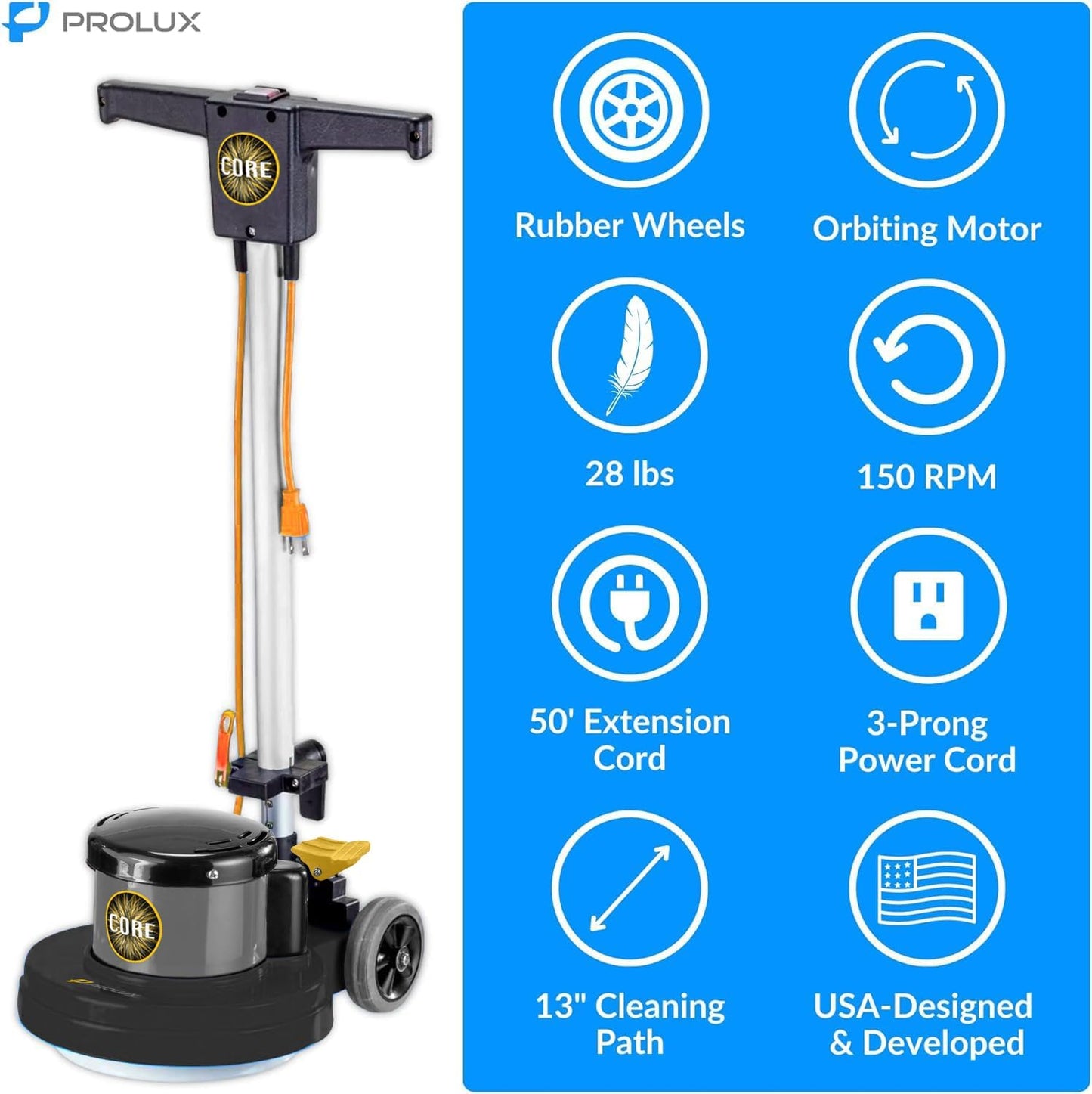 Prolux PLC13 13" Heavy Duty Single Pad Commercial Polisher Floor Buffer Machine Scrubber