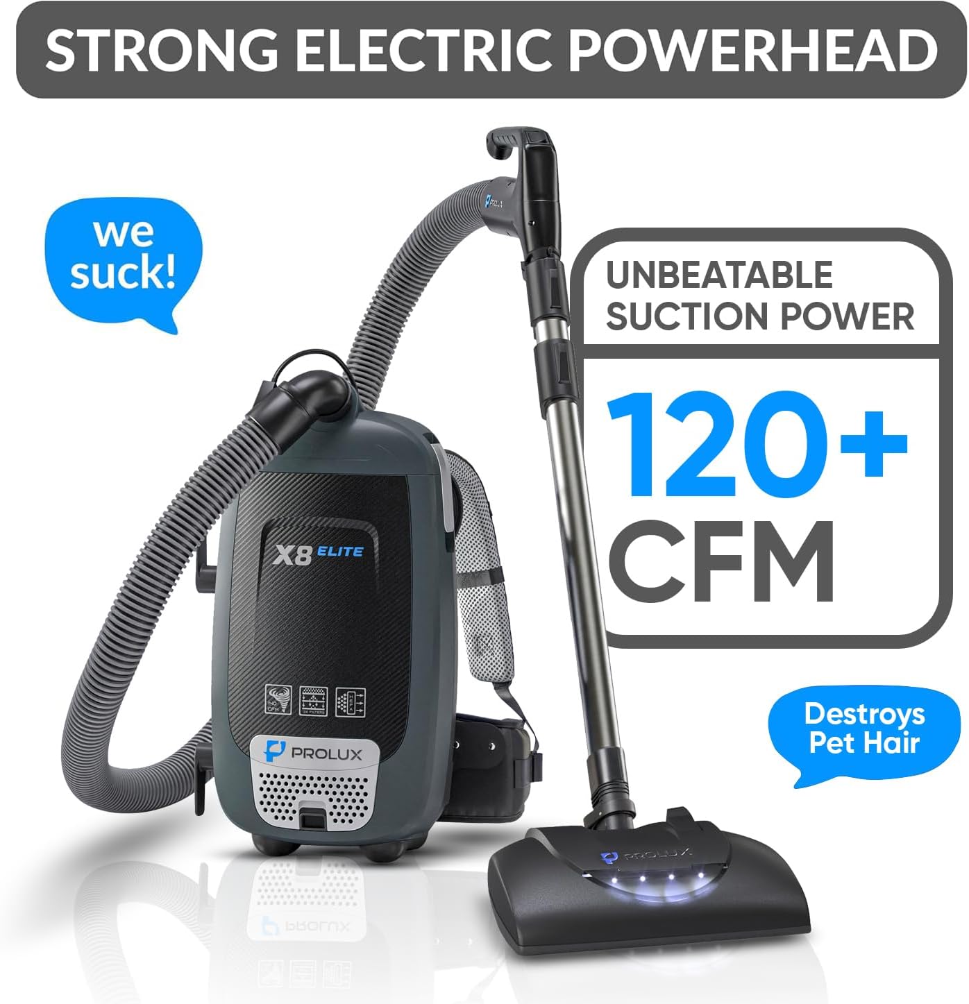 Prolux PLCX8E Backpack Vacuum Canister w/ Electric Powerhead Kit