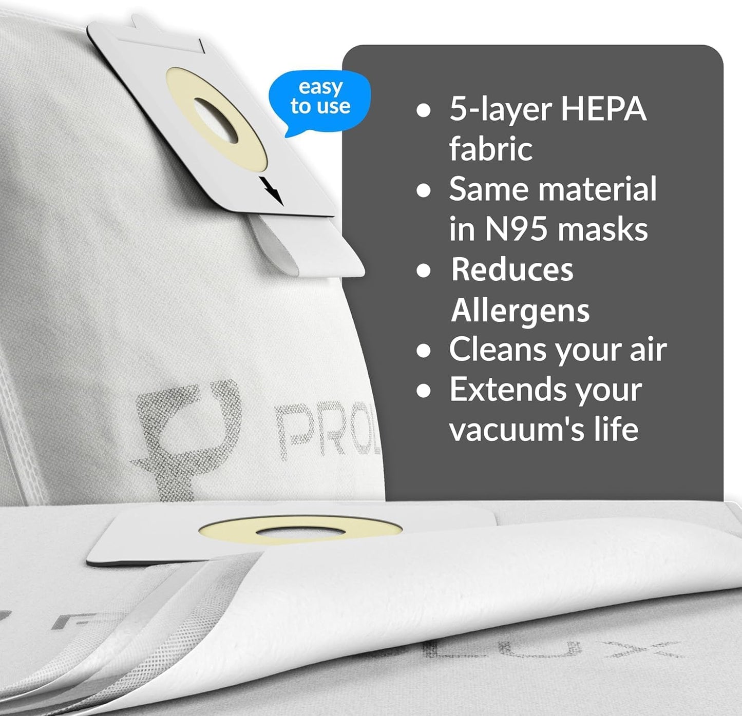 10 Pack of HEPA Bags for the Prolux PLC6K and PLC8K Upright Vacuum Cleaners