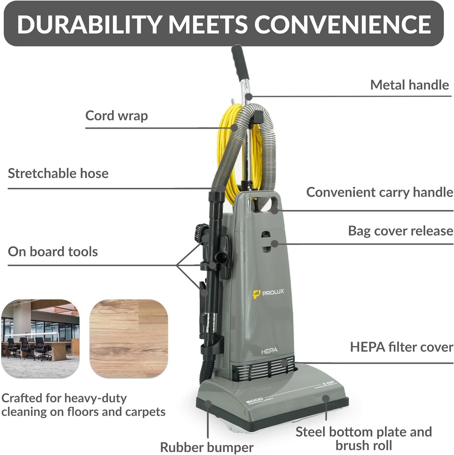 Prolux PLC6K Commercial Upright Vacuum With On Board Tools