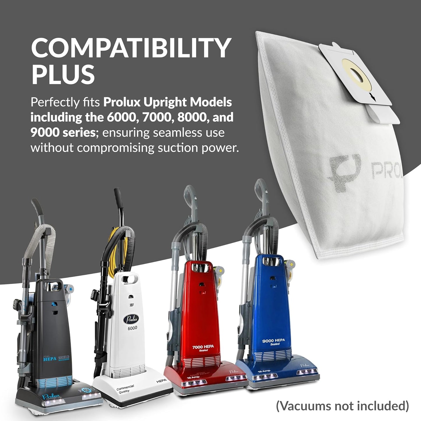 10 Pack of HEPA Bags for the Prolux PLC6K and PLC8K Upright Vacuum Cleaners