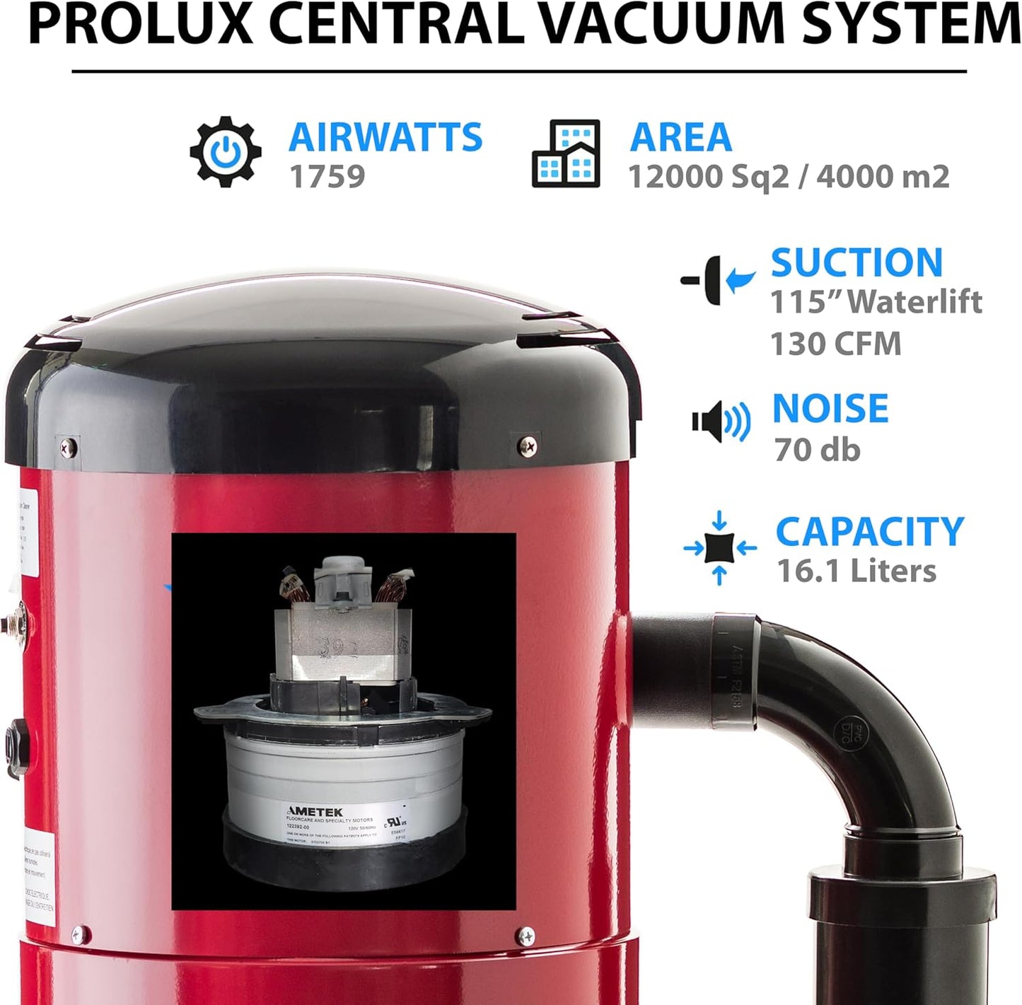 Prolux PLCCV12K Central Vacuum Power Unit with most powerful 2 speed motor and 25 Year Warranty!