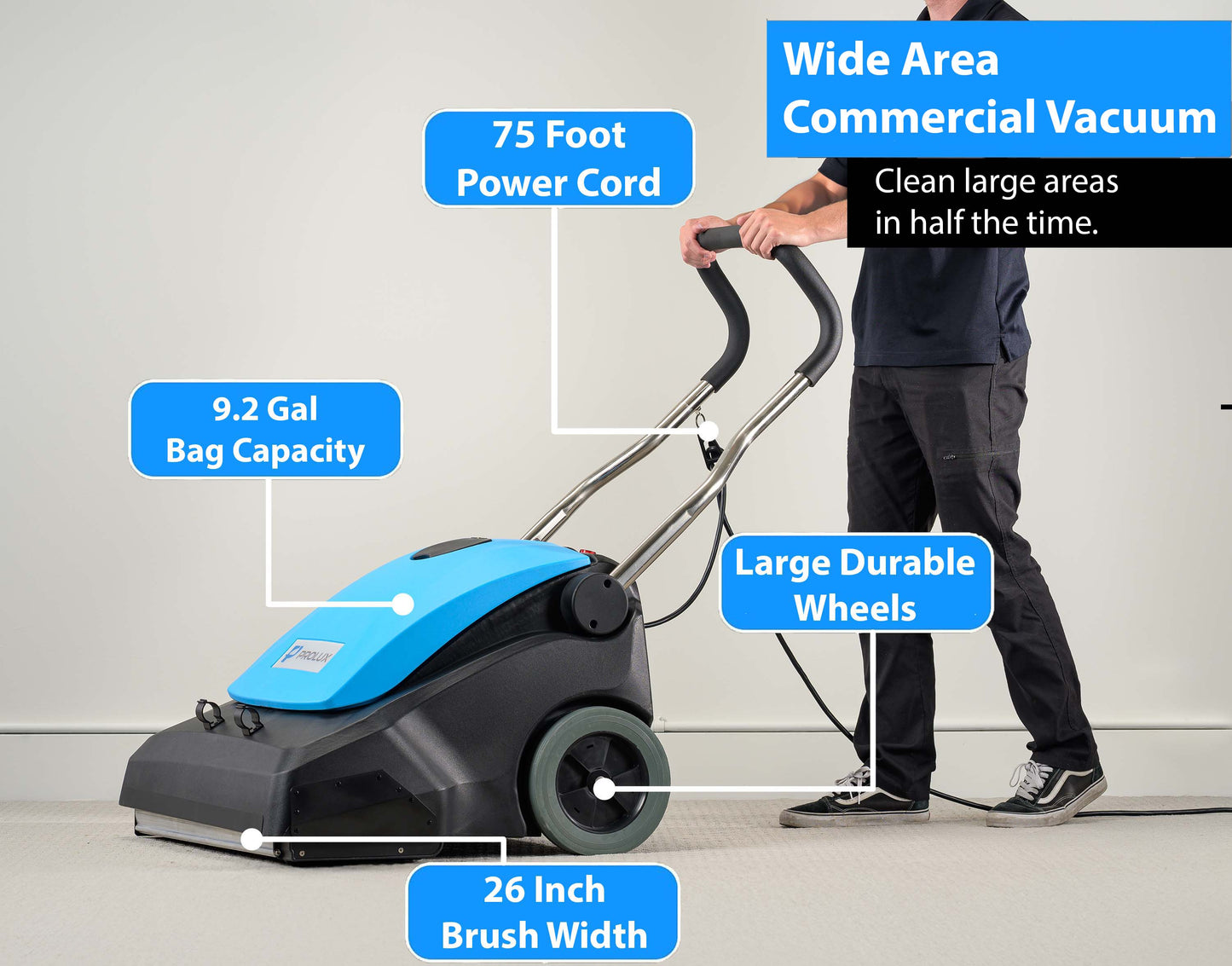Prolux CP360 Wide Area Commercial Vacuum w/ Dual Brushrolls and Motors