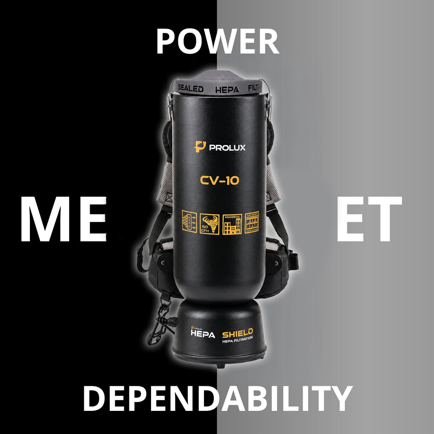 Powerful Lightweight Prolux PLC10 10qt Backpack Vacuum w/ 1 1/2" Tool Kit and 5 YR Warranty
